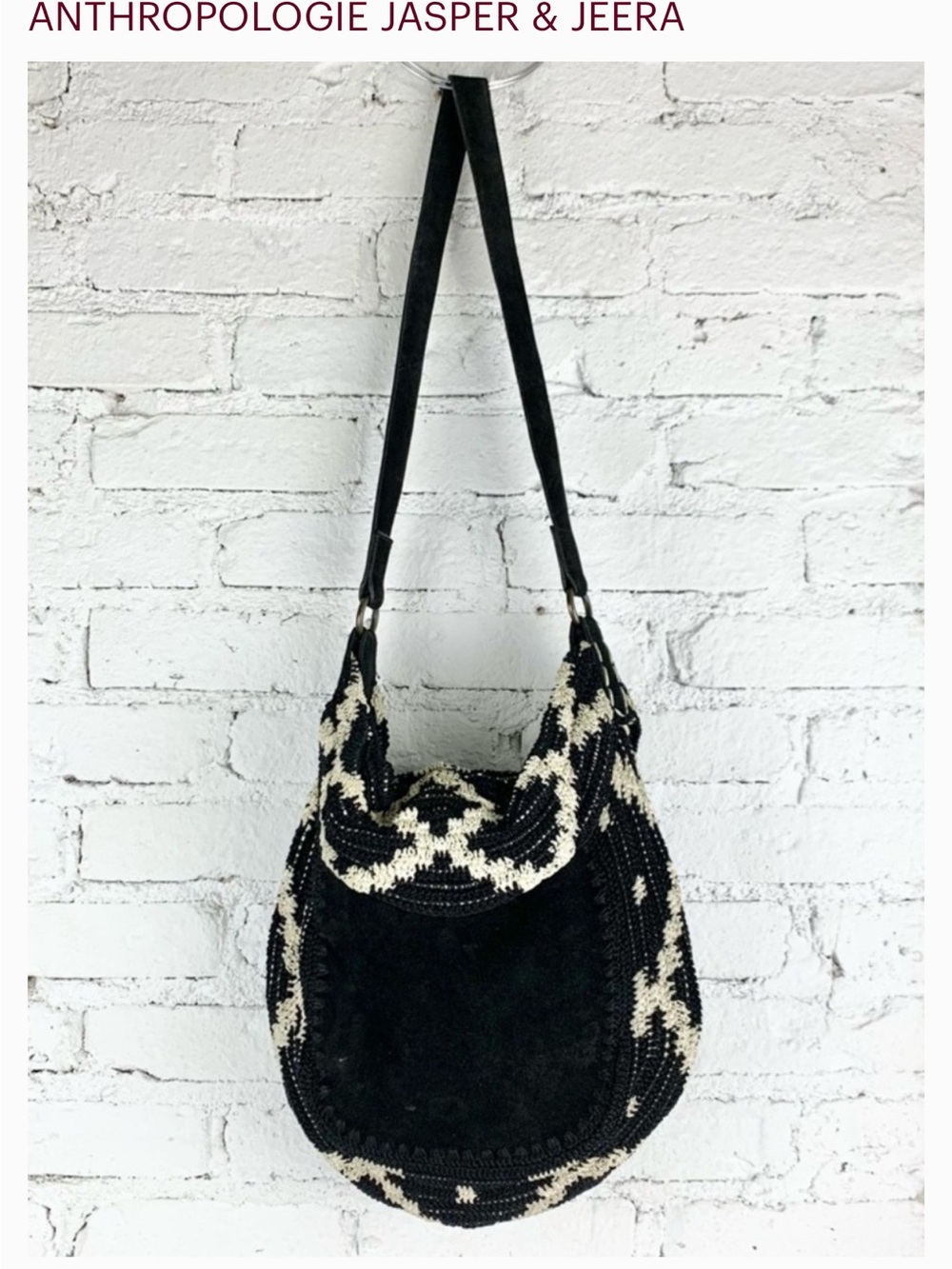 Anthropologies Jasper and Jeera crochet suede purse/bag